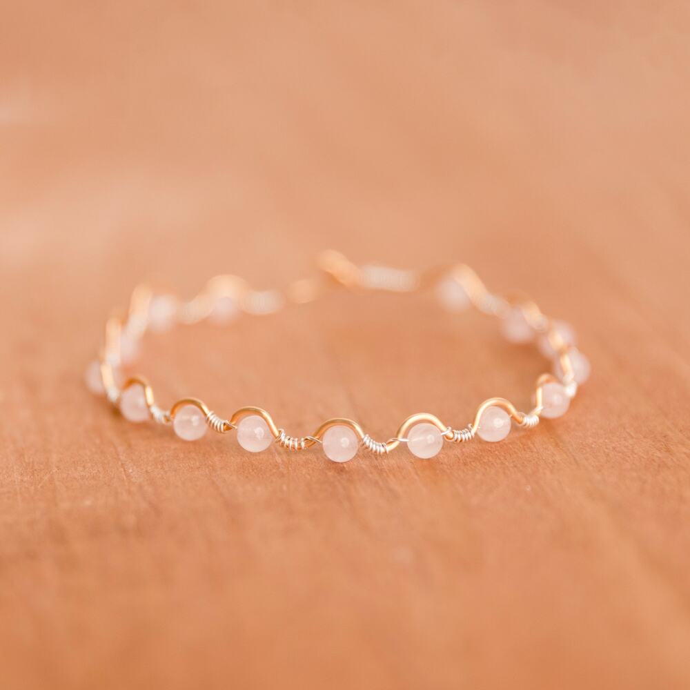 Two-Tone Wire Wrapped Rose Quartz Bracelet